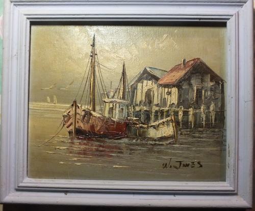 Paintings W Jones Acclaimed British Artist Oil On Board Boats In